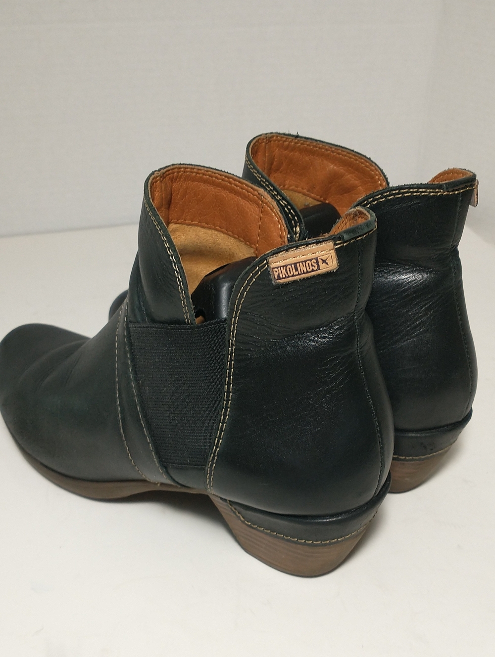 Pikolinos Rotterdam Black Leather Heeled Bootie, Euro 37, US 6, Ankle Boot